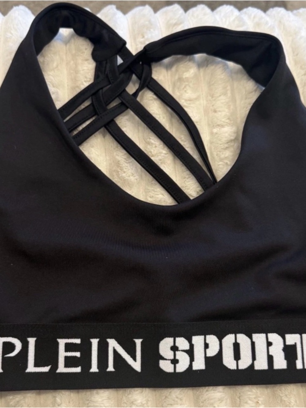 Plein Sport Black Strappy Logo Elastic Bra